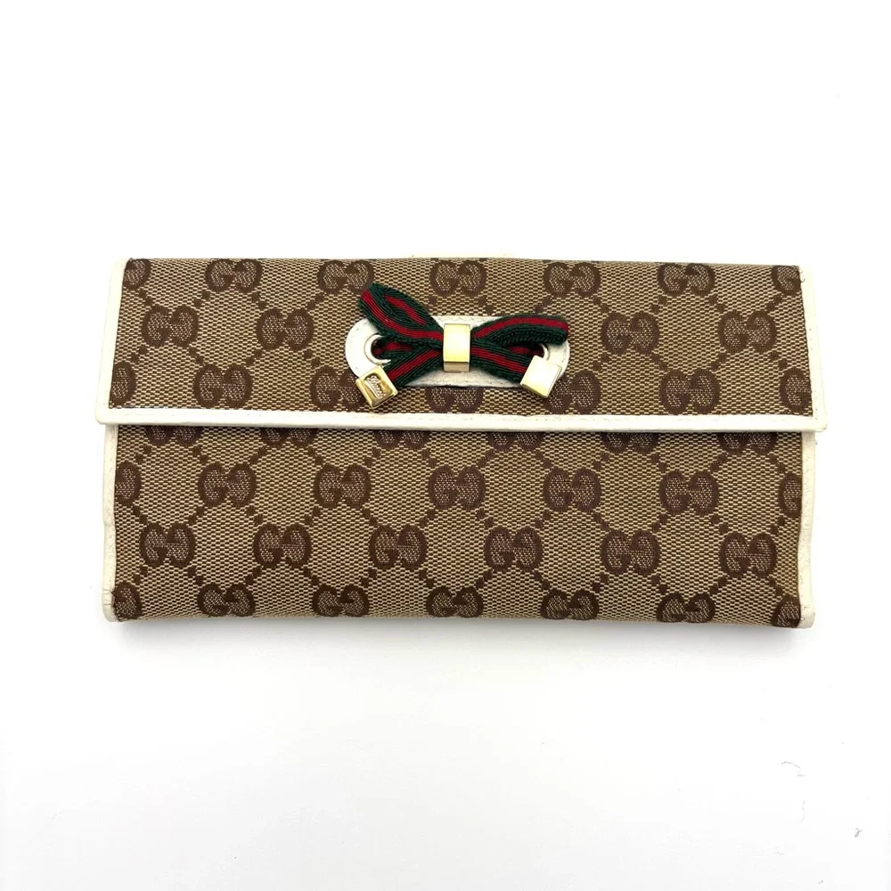 Gucci GG Monogram Wallet with Cherryline Bow